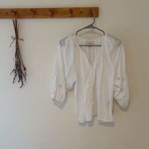 Gorgeous Cleobella Blouse with puffed sleeves and cutwork detail. S